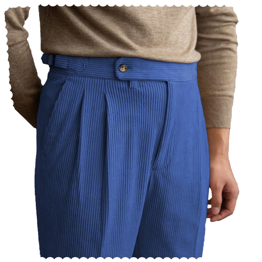 Men's Corduroy Pant Straight Fit Flat-Front Casual Business Pants for Party DinerRoyal Blue36W34L