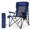 LET'S CAMP Oversized Camping Chairs 29.52" High Back Heavy Duty Lawn Chair Support 500LBS, Portable Collapsible Chair with Cup Holder, Side Pocket(Blue) view 1