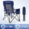 LET'S CAMP Oversized Camping Chairs 29.52" High Back Heavy Duty Lawn Chair Support 500LBS, Portable Collapsible Chair with Cup Holder, Side Pocket(Blue) view 2