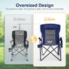 LET'S CAMP Oversized Camping Chairs 29.52" High Back Heavy Duty Lawn Chair Support 500LBS, Portable Collapsible Chair with Cup Holder, Side Pocket(Blue) view 4