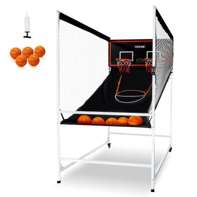 VEVOR Arcade Cage Basketball Game, 2 Player Home Dual Sport with 5 Balls, 8 Game Modes, Electronic Scoreboard, and Inflation Pump, Indoor Basketball Game for Kids, Youth Adults