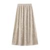 Beeblily Womens Winter Velvet Elegant Long Skirt Stretch High Waist Maxi Skirt Elastic Waist Pleated Skirt S view 1