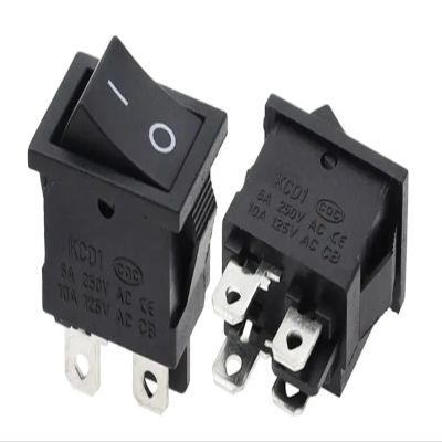 FXPCGZISH 100PCS KCD1-101 Switch ON-Off KCD1 15 * 21mm 2Pin3/4Pin Ship Type Switch 6A 250V 10A 125V 15X21 Rocker Switch Power Switch 21X15MM(4Pin ON-Off Black)