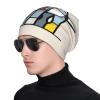 11 * 10.6 inch Adult Fashion Travel Knitted hat, Unisex Casual Daily Knitted hat, Mondrian abstractionism Small Animal Outdoor Sports Double-Layer hat Black view 2