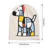 11 * 10.6 inch Adult Fashion Travel Knitted hat, Unisex Casual Daily Knitted hat, Mondrian abstractionism Small Animal Outdoor Sports Double-Layer hat Black view 4