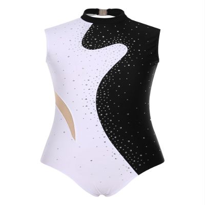 Freebily Women's Sleeveless Gymnastic Leotard Skating Dance Costume Acrobatics Bodysuit Tops Black XX-Large