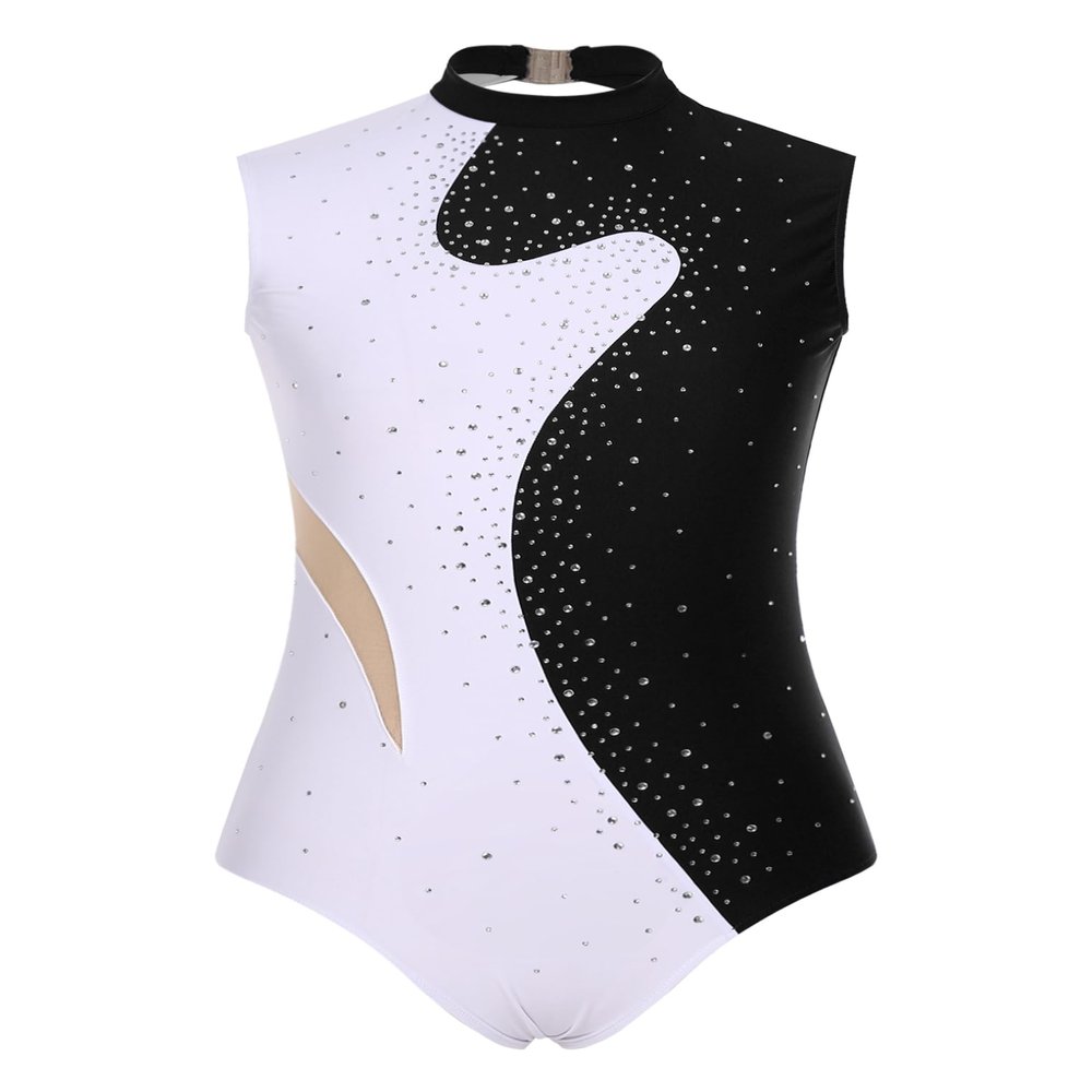 Freebily Women's Sleeveless Gymnastic Leotard Skating Dance Costume Acrobatics Bodysuit Tops Black XX-Large