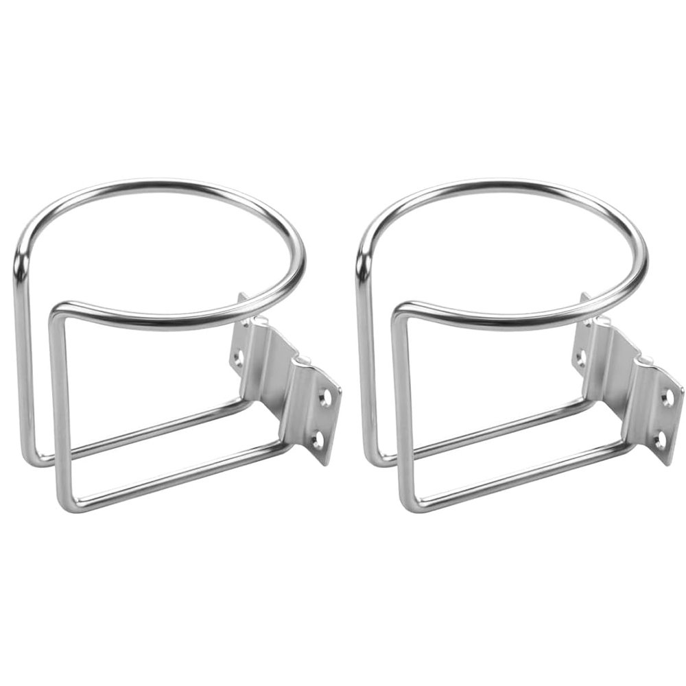 Boat Cup Holder,Stainless Steel Universal Drink Holders,Black Coating Ring Cup Holders,Suitable for Boat,Truck,RV,Tractor,Outdoor Wooden Swing (RVPNR338S, 2)