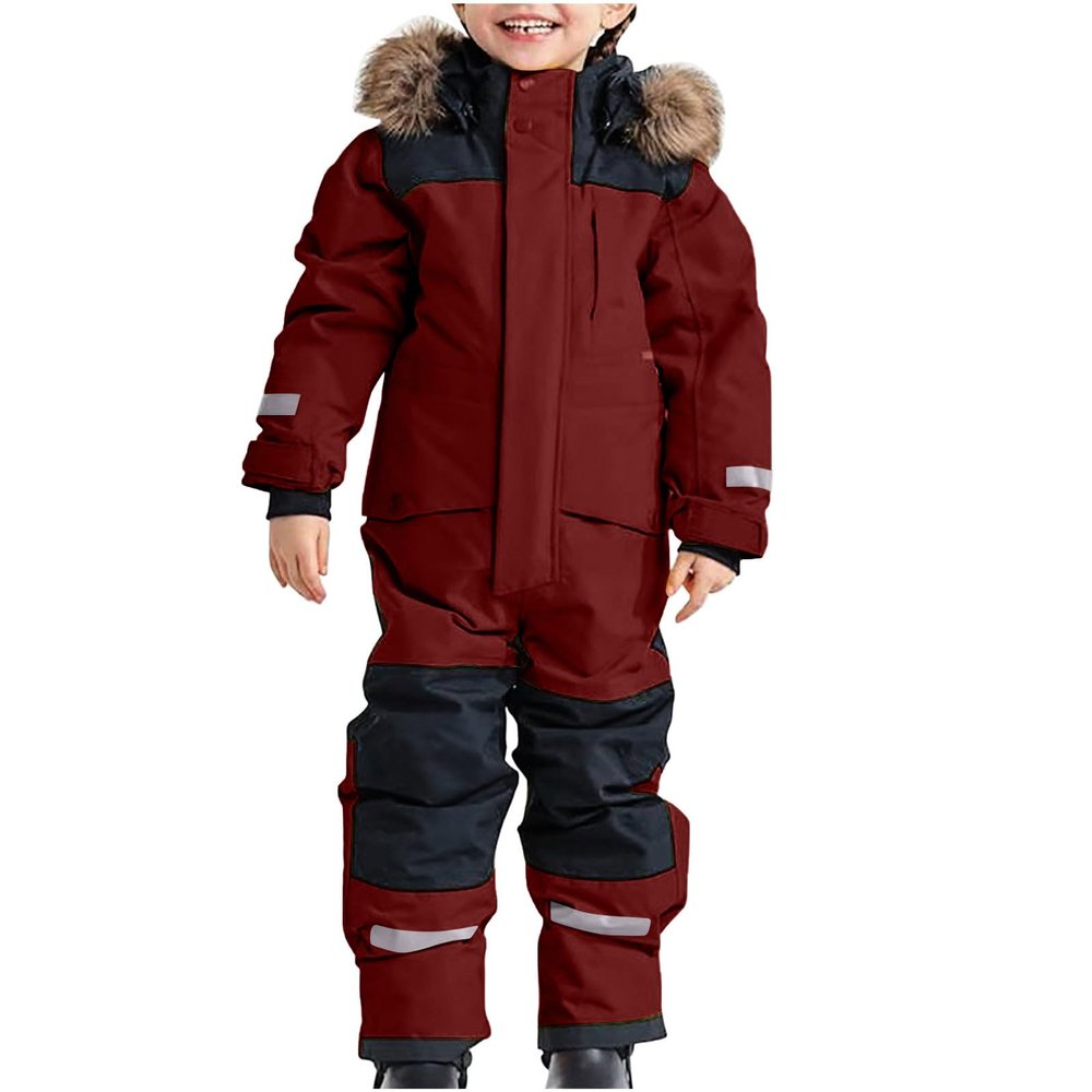 fartey Toddler Snow Suit Kids Girls Boys One Piece Snowsuits Winter Outdoor Ski Snowboard Bibs Waterproof Windproof Overalls