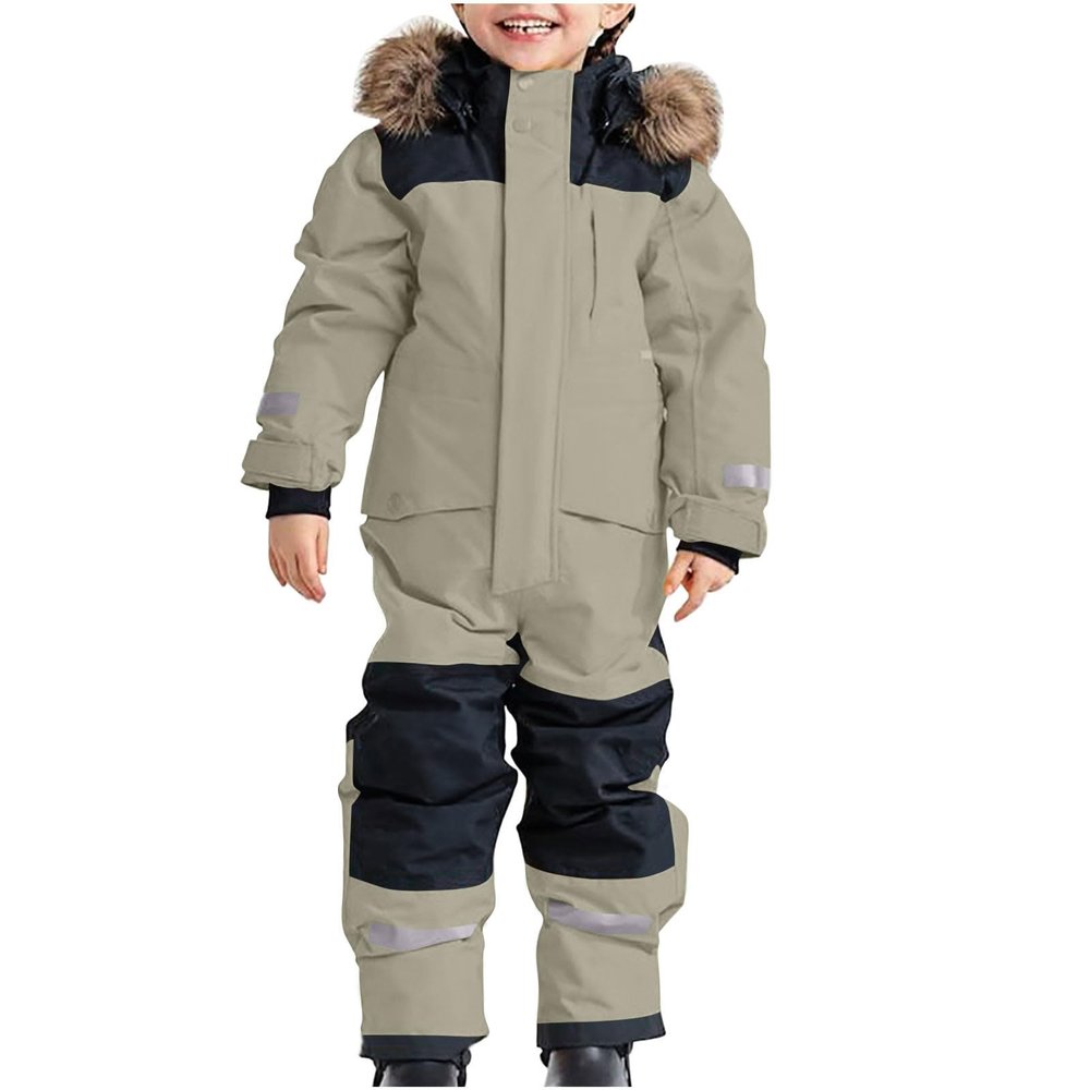 fartey Toddler Snow Suit Kids Girls Boys One Piece Snowsuits Winter Outdoor Ski Snowboard Bibs Waterproof Windproof Overalls