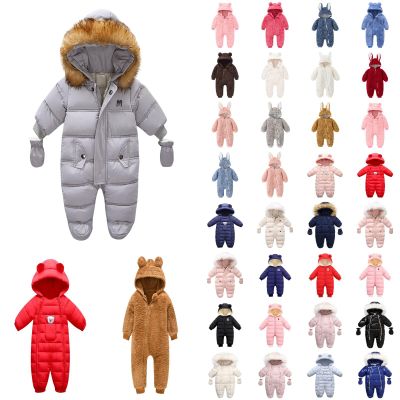 Betadog Newborn Fleece Footie Jumpsuit Hooded Warm Thicken Winter Outwear Snowsuit for Baby Girls (K-Beige, 6-9 Months)