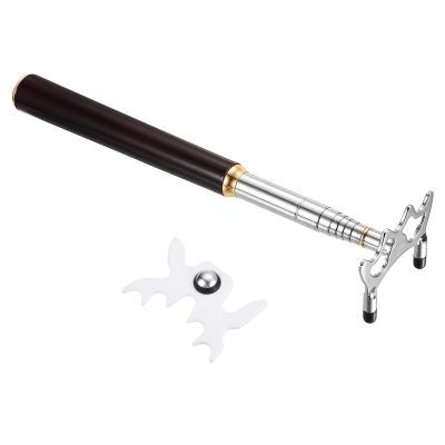 PATIKIL Retractable Billiards Cue Stick Bridge, Wooden Pool Cue Accessory with Removable Metal Low Bridge Head for Pool Table Competition, Silver/White