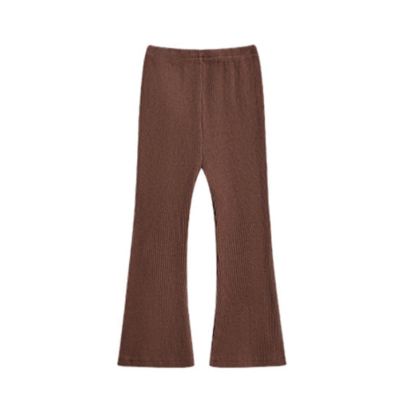 Teen Girl Ribbed Velvet Bell Bottom Flare Pants Toddler Solid Color Elastic Waist Wide Leggings Trousers (A, 3-4 Years)