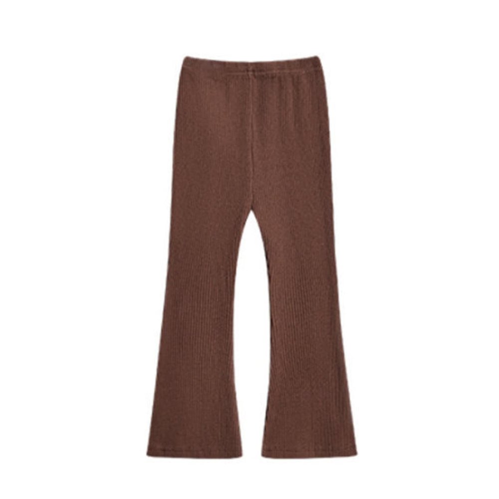 Teen Girl Ribbed Velvet Bell Bottom Flare Pants Toddler Solid Color Elastic Waist Wide Leggings Trousers (A, 3-4 Years)