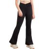 Girl's Flare Leggings, Bootcut Yoga Pants for Kids, High Waisted Bell Bottoms for Dance Workout (Black, 11-12 Years) view 2