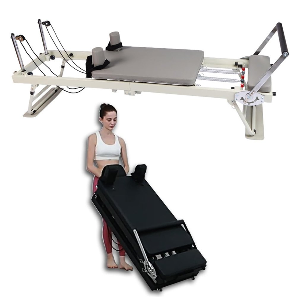 MonDAY To SunDAY Foldable Pilates Reformer Set at Home Pilates Equipment with Springs Home Gym Workout Mini Pilates Board Therapy Machine Rehabilitation Equipment (White Fairy)