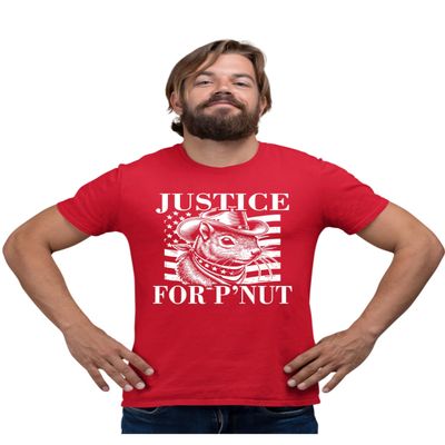 XX-Large Red Mens Justice for P'nut The Squirrel American Flag T-Shirt