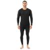 Indera Men's Traditional Waffle Thermal Underwear Long Johns Crew Top and Pant Set, Black, Large view 1