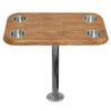 Teak Boat Table Top Set w/ Secure Mounting Hardware  Pontoon Boat Table Set w/ Heavy-Duty Flat Mount Head, Durable 304 Stainless Steel Stand Post & Cup Holders - Compact, Easy to Install & Remove view 1