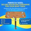 Teak Boat Table Top Set w/ Secure Mounting Hardware  Pontoon Boat Table Set w/ Heavy-Duty Flat Mount Head, Durable 304 Stainless Steel Stand Post & Cup Holders - Compact, Easy to Install & Remove view 2