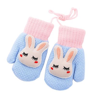 AYILUOBE Toddler Kids Mittens with String Fleece Lined Winter Warm Knitted Snow Gloves Magic Stretch Full Finger Gloves Cold Weather Baby Gloves