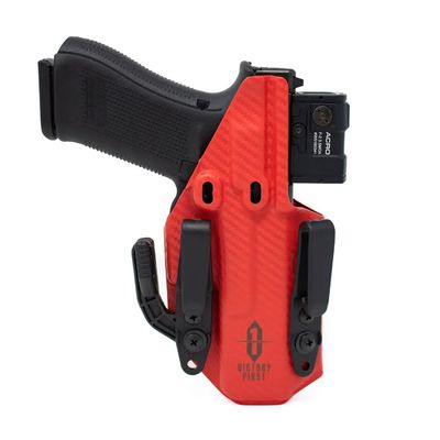 Raven Concealment Systems The Jake Victory First Signature Series IWB Holster/OWB Holster Compatible with Glock 17, Carbon Fiber Red