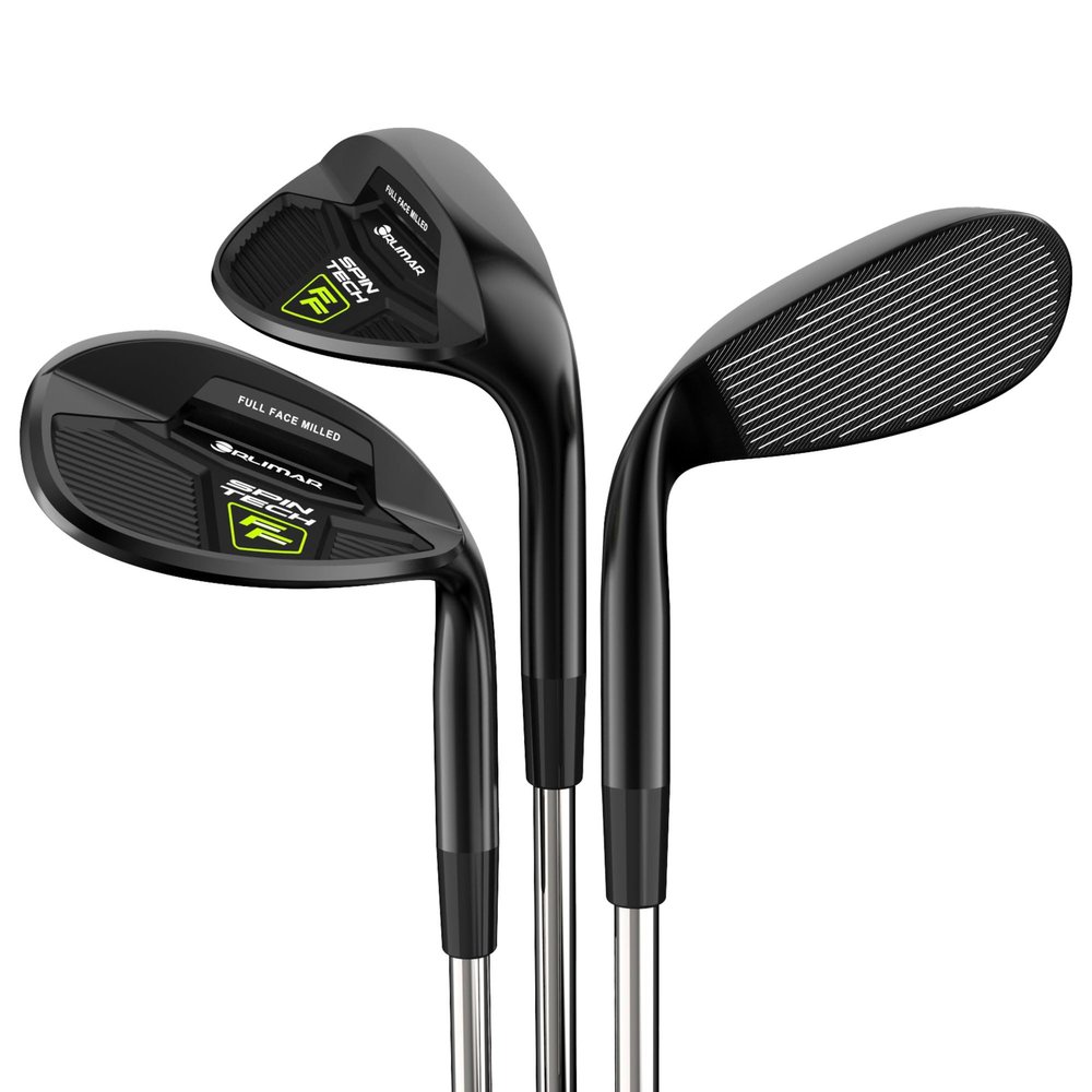 Orlimar Golf Spin Tech Full Face 3-Piece Black Left Handed Wedge Set for Men - 52 56 60 (Pitching Wedge/Sand Wedge/Lob Wedge)
