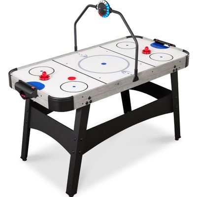 Best Choice Products LED 54 Inch Air Hockey Game Table w/Light-up Scoreboard, Powerful Motor, AC Outlet. Includes 2 Pucks, 2 Pushers - Gray