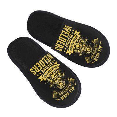 All Men Are Created Equal But Only The Finest Become Welders Slippers Winter Indoor and Outdoor Slipper Warm Cozy Soft Lightweight House Shoes Fuzzy Slip-On Slipper Large