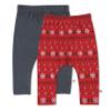 HonestBaby Multipack Harem Pants Roomy Fit Pull on Bottoms 100% Organic Cotton for Infant Baby Boys, Girls, Unisex, Fair Isle Red, 6-9 Months view 1