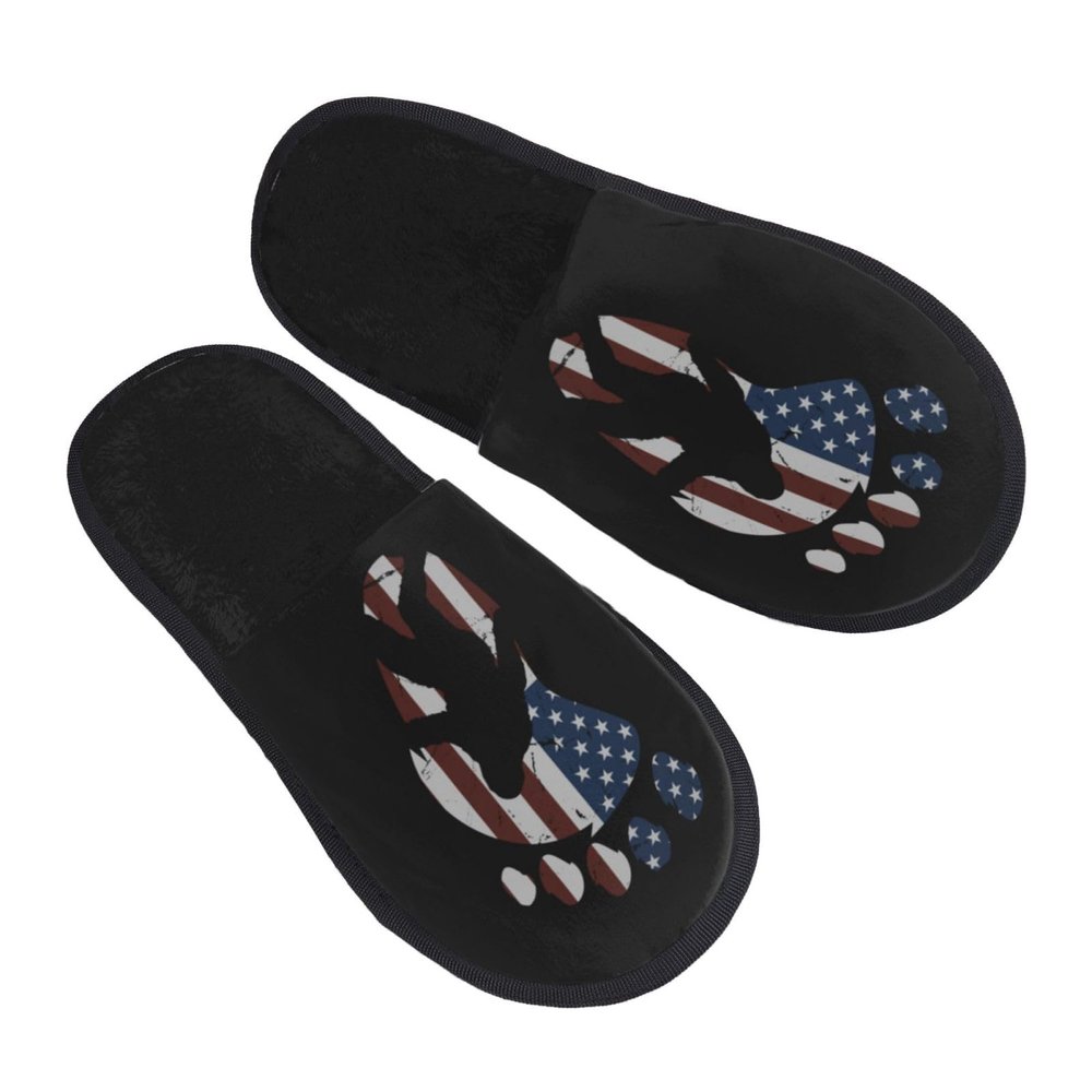 MULIHU America Flag Bigfoot Slippers Winter Indoor and Outdoor Slipper Warm Cozy Soft Lightweight House Shoes Fuzzy Slip-On Slipper Large