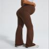 JOYSPELS Maternity Flare Leggings Over The Belly with Pockets  Soft, Comfortable Pregnancy Yoga & Daily & Work Pants Coffee view 3