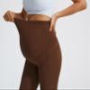 JOYSPELS Maternity Flare Leggings Over The Belly with Pockets  Soft, Comfortable Pregnancy Yoga & Daily & Work Pants Coffee view 4