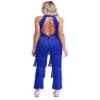 Rswnyirn Women Sparkly Sequins Fringed Leotard Jumpsuits Latin Jazz Moden Contemporary Dance Costume Royal Blue 3X-Large view 2