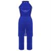 Rswnyirn Women Sparkly Sequins Fringed Leotard Jumpsuits Latin Jazz Moden Contemporary Dance Costume Royal Blue 3X-Large view 3