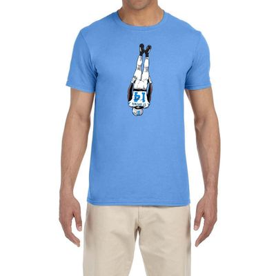 Blue Detroit Amon Ra St Brown Standing On Head T-Shirt Youth Large