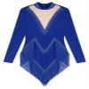 HULIJA Women's Sparkly Latin Dance Dress Long Sleeve Tassel Cha Cha Salsa Rumba Tango Performance Costume Blue Medium view 3