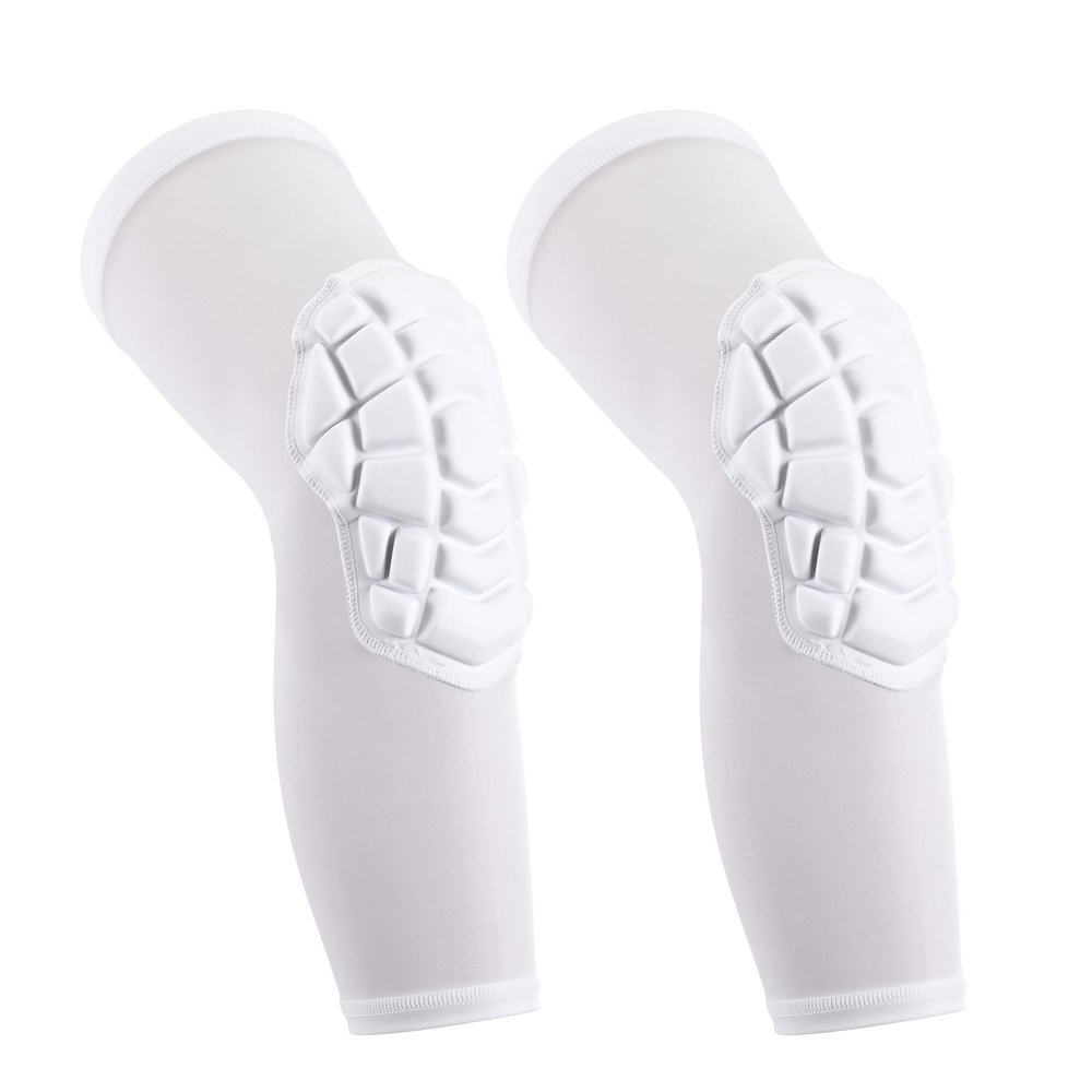 KRIYNAA Basketball knee pads, compression leg covers for teenagers and adults, wrestling knee pads, football volleyball, pickleball, weightlifting knee pads (1 pair) (White, Small)