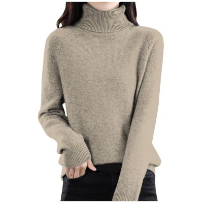 Turtleneck Tops for Women Cashmere Sweaters Long Sleeve Jumper Knitted Pullover Warm Sweater 2025 Camel