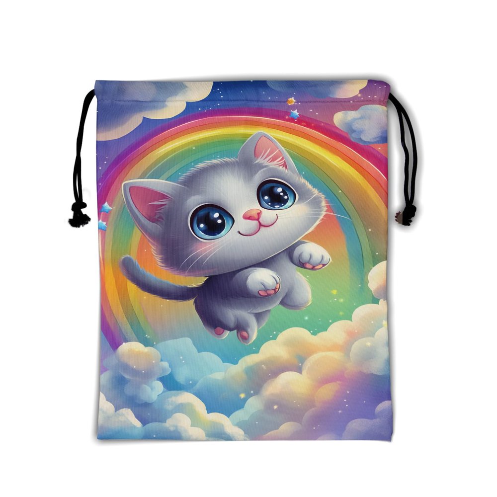 Cartoon Pattern Drawstring Bag Cute Cat Gymnastics Grip Bag Adjustable Gym String Bag for Sports