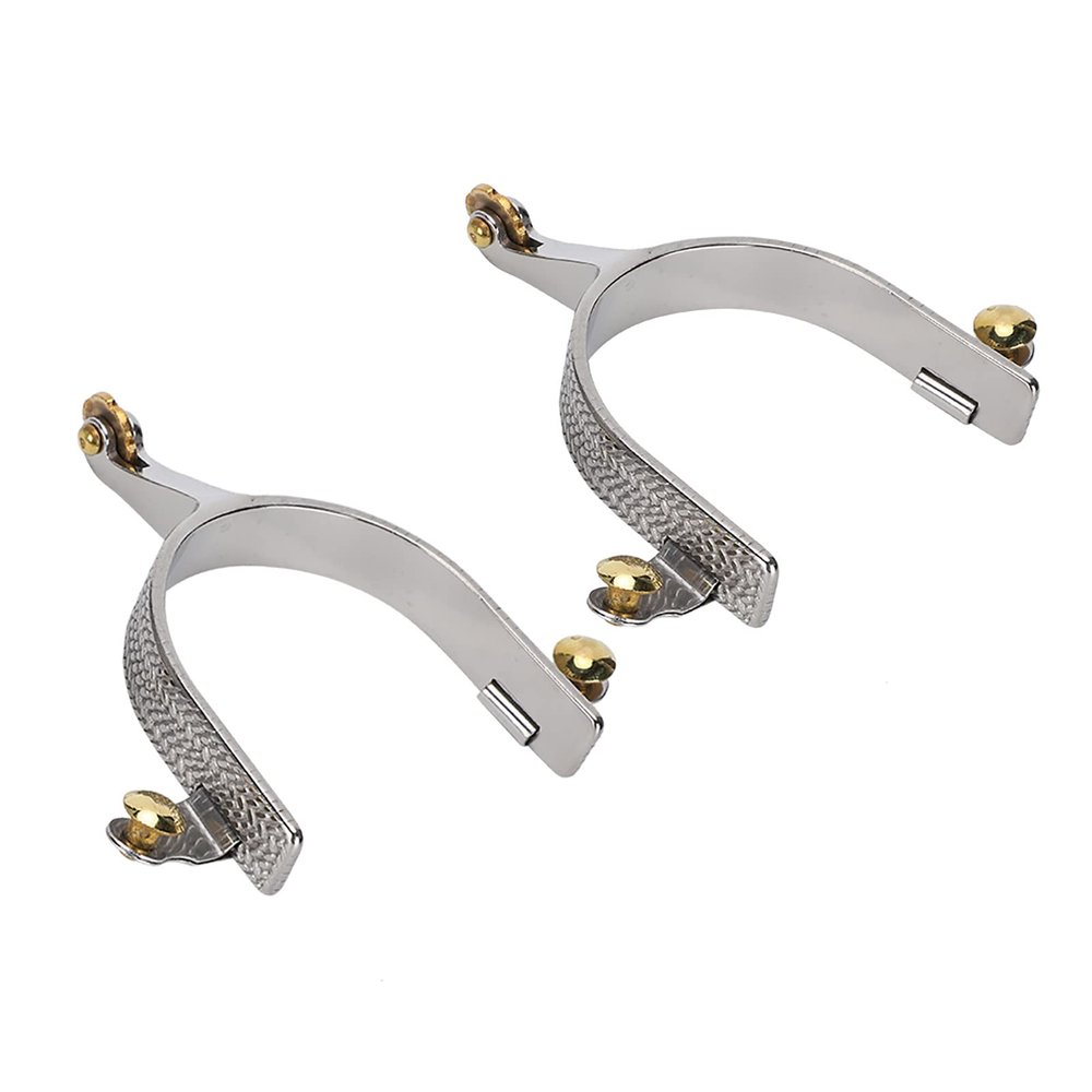 Dioche Horse Spurs Stainless Steel Roping Spurs for Riding Horse, 2 Spurs for Men