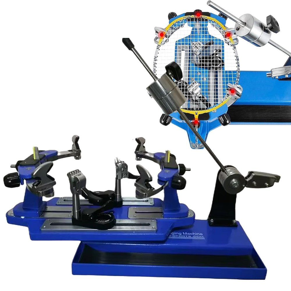 VOYADE Badminton Racket Stringing Machine, 6-Point Fixed Tennis Stringing Machine, 360 Racquet Rotation/Anti Slip Durable Pull Wire Restring Tools, for DIY Tennis Or Badminton Rackets,Blue