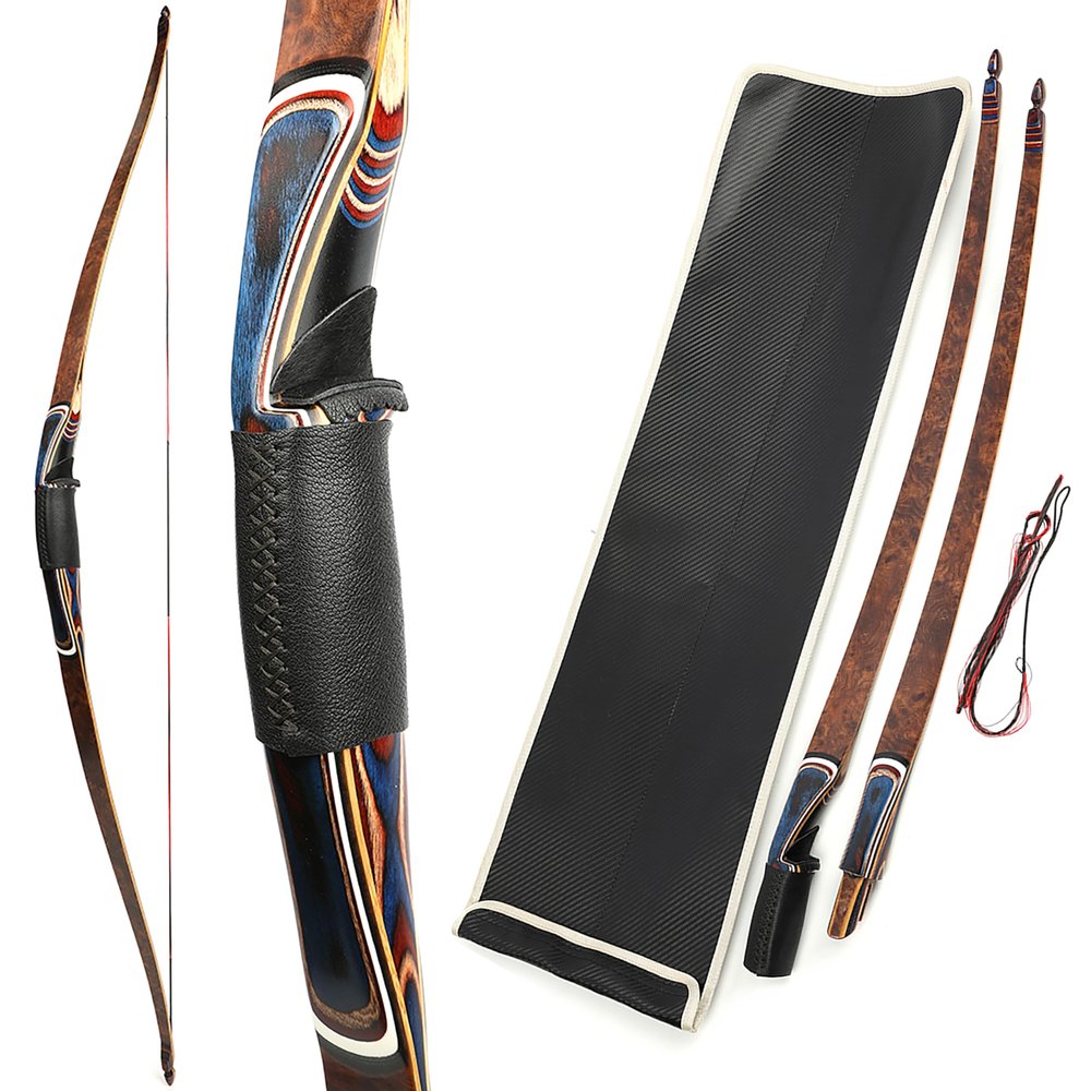 60 Inch Takedown Longbow 20-55Lbs Traditional Longbow Wood Triangle Hunting Bow Right Hand for Archery Hunting Target Shooting Training (Plug-in/Only Bow, 45lbs)