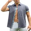 Alex Vando Mens Linen Cotton Shirts Short Sleeve Casual Summer Beach Shirt for Men,Black,M view 4