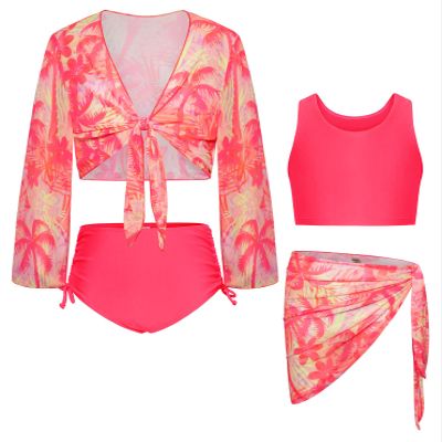 Bathing Suit for Girls Size 7-8 4 Piece Tankini Set with Cover Up Swimsuit Swimwear Set