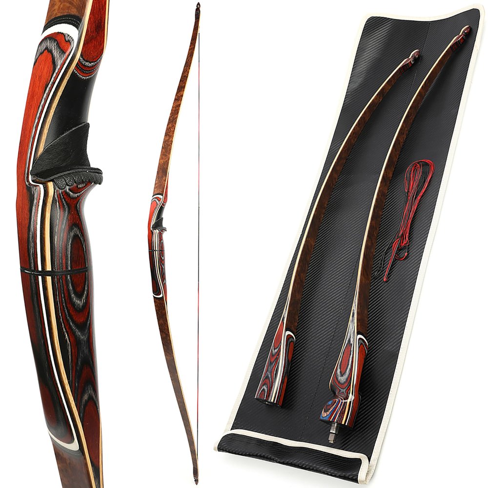 60 Inch Takedown Longbow 20-55Lbs Traditional Longbow Wood Triangle Hunting Bow Right Hand for Archery Hunting Target Shooting Training (Screw-in/Only Bow, 20lbs)