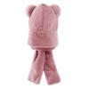 Animal Hood Hat 3 In 1 Beanie with Gloves Scarf Faux Rabbit Fur Hoodie Hat Cute Bear Ear Hat view 4