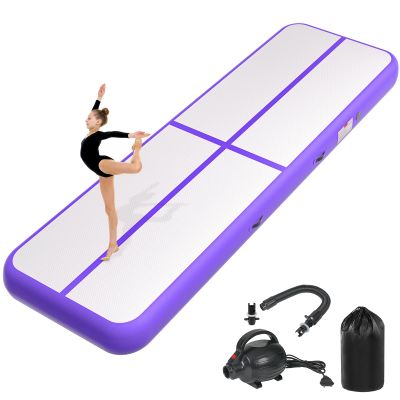 KIKILIVE Inflatable Air Gymnastics Tumbling Mat 13ft Purple, Air Tumble Track Mat 4 inches Thickness with Electric Air Pump for Home Use Training Cheerleading Yoga Water Beach Park