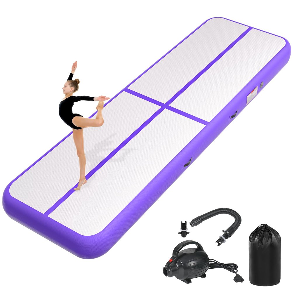 KIKILIVE Inflatable Air Gymnastics Tumbling Mat 13ft Purple, Air Tumble Track Mat 4 inches Thickness with Electric Air Pump for Home Use Training Cheerleading Yoga Water Beach Park
