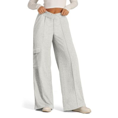 Cargo Sweatpants for Women Trendy V Crossover Stitching Wide Leg Sweatpants Casual Elastic High Waist Flare Pants Comfy Soft Skin Friendly Baggy Sweatpants with Pockets Lounge Loose Flare Yoga Pants